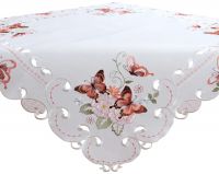 Tischdecke Mitteldecke Schmetterlinge Motiv Stickerei Tischwäsche 85x85 cm