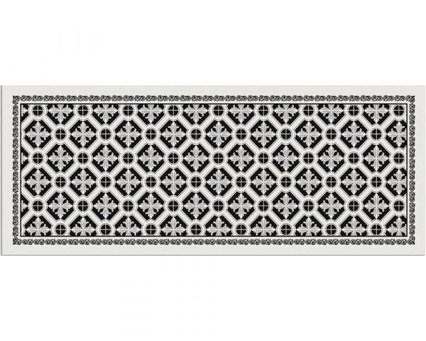 Teppichläufer Küchenläufer Teppich Kacheln Retro schwarz weiß waschbar 60x150 cm