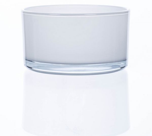 Glas Schale Schüssel Glasschale Dekoglas weiß rund zylinderförmig Ø 13,5 cm