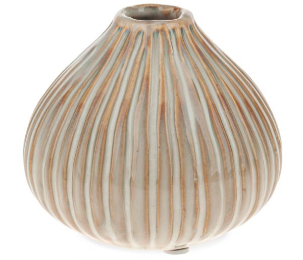 Vase mit gerillter Oberfläche Dekovase Pflanzgefäß Keramik creme 1 Stk 10x8 cm