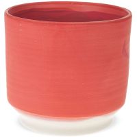 Keramiktopf Blumentopf gerillt zweifarbig koralle weiß Keramik Ø 15,5x14,5 cm