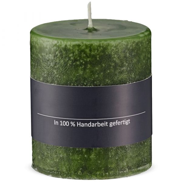 Kerze Stumpenkerze durchgefärbt einfarbig uni Ø 8x16 cm grün dunkelgrün