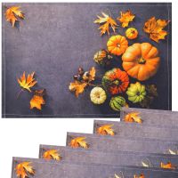 Tischsets Stoff CLOTH waschbar Kürbisse Herbstlaub Herbst Beton bunt 6er