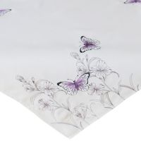 Tischdecke Mitteldecke Stickerei Schmetterling lila weiß Tischwäsche 85x85 cm