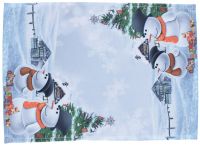 Tischset Mitteldecke Weihnachten Schneemänner Foto Druck weiß bunt 35x50 cm