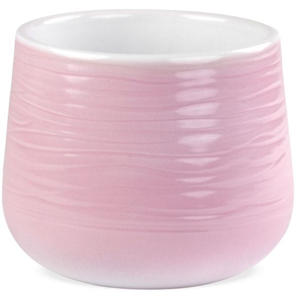 Übertopf Blumentopf Rillenmuster Keramik rosa modern 1 Stk Ø 12x13 cm