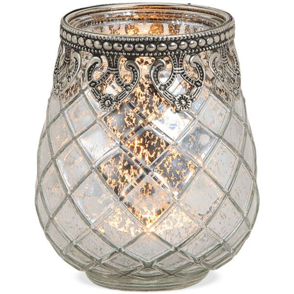 Teelichtglas orientalisch Windlicht silber antik Glas & Metall – in 3 Größen
