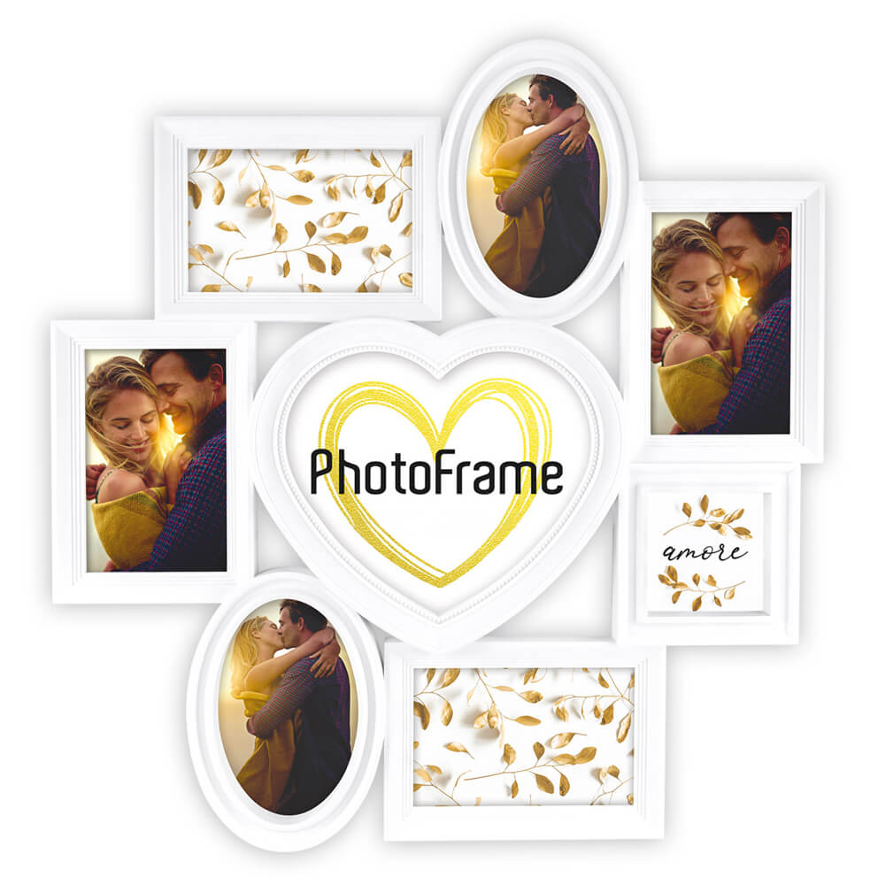 Collage 8 Fotos Rahmen Fotogalerie Kunststoff Weiss Herzform Oval Eckig Quadratisch Kaufen Matches21