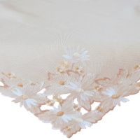 Tischdecke Blüten Bordüre Ton in Ton Stick beige Polyester 1 Stk 85x85 cm