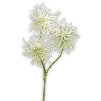 Distelzweig Kunstblume Dekoblume mit 3 Blüten Kunststoff 1 Stk Ø 7 cm grün-creme
