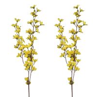 Deko Pflanze künstlicher Forsythienzweig 2er Set Kunststoff schönes Gelb 83 cm