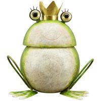 Froschkönig mit Krone Metall Dekofigur Gartendeko grün 1 Stk 13x10x13 cm