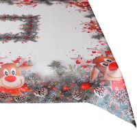 Tischdecke Mitteldecke Weihnachten witziger Elch weiß & Druck bunt 110x160 cm