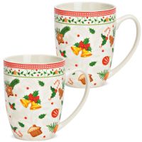 Tassen Kaffeetassen Weihnachtsmotiv Lebkuchen bunt Porzellan 2er 12x10 cm 300 ml