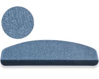 Stufenmatte Stufenteppich einfarbig 17x56 cm blau / jeansblau abgerundet
