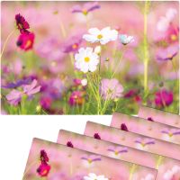 Tischsets Platzsets MOTIV abwaschbar Frühling Blumen pink weiß Blumenwiese 6er