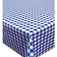 Tischdecke In- Outdoor Tischtuch Kariert Vlies blau weiß Ø 140 cm