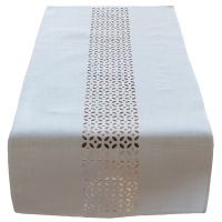 Tischläufer Mitteldecke Durchbrochene Ornamente wollweiß Tischwäsche 40x90 cm