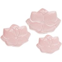 Teller lasiert Blütenform Geschirr Porzellan 3er rosa verschiedene Größen