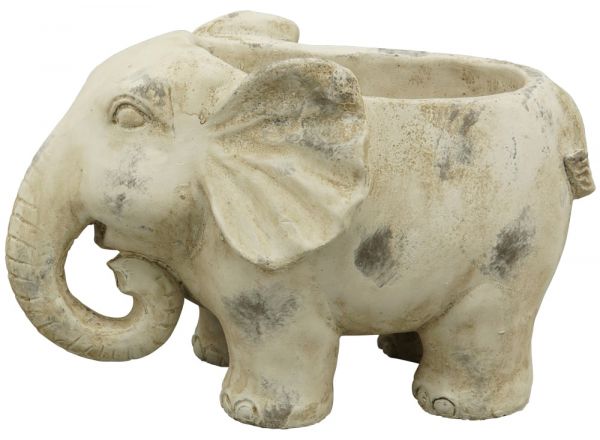 Dekorativer Topf Blumentopf Elefant Pflanztopf aus Zement weiß 26x17x16,5 cm