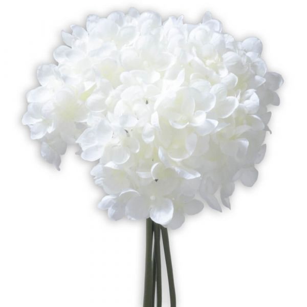 Hortensien Blüten Kunstblumen Blüten Kunstpflanzen 5 Stk / Bund - 25 cm - weiß