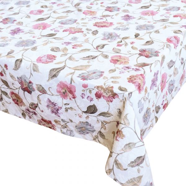 Tischtuch Tischdecke bunte Blumen auf Jaquard Stoff Tischwäsche 130x225 cm
