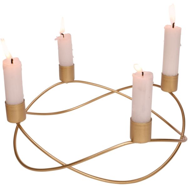 Kerzenhalter für 4 Kerzen geschwungen Kerzenständer Stabkerzen gold Ø 24,5x8 cm