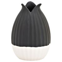 Schöne Blumenvase modern schwarz weiß Vase Keramik 9x13 cm