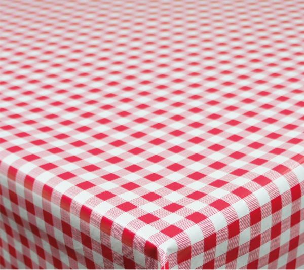 Tischdecke In- Outdoor Tischtuch rotes Karo Muster Vlies rot Ø 140 cm