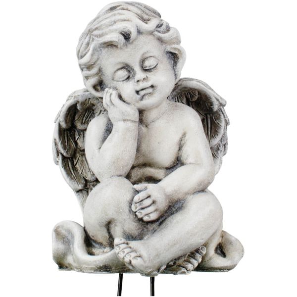 Engel sitzend mit Draht Dekofigur Engelsfigur Grabschmuck Poly 1 Stk 8x7x11 cm