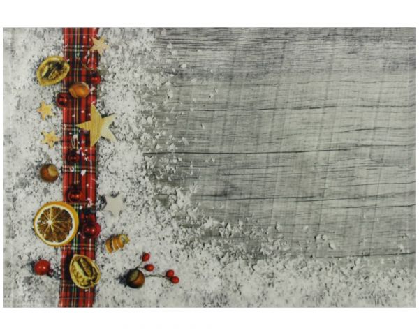 Tischset Platzset Textil CLOTH Stoffband Weihnachtsdeko Holz rot weiß 45x30 cm