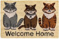Fußmatte Kokosmatte Indoor bedruckt 3 Katzen & Welcome Home 1 Stk - 40x60 cm