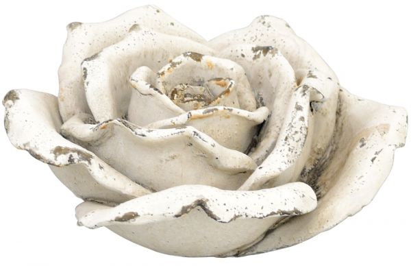 Rose Blüte Blume Dekofigur Gartendeko Antikoptik Zement creme 1 Stk Ø 17,5x8 cm