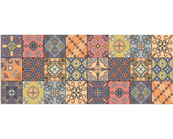 Teppichläufer Küchenläufer Teppich Marokkanische Fliesen bunt waschbar 60x150 cm