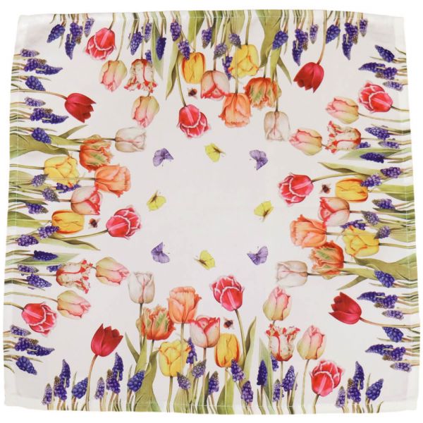 Mitteldecke Tischdecke farbenfrohe Tulpen Druck bunt Tischwäsche 40x40 cm