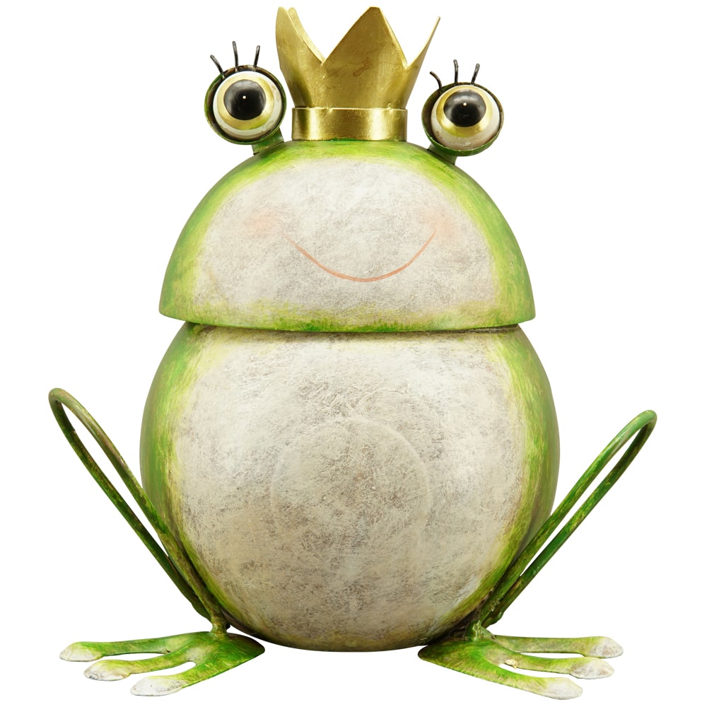 Froschkönig mit Krone Metall Dekofigur Gartendeko grün 1 Stk 10