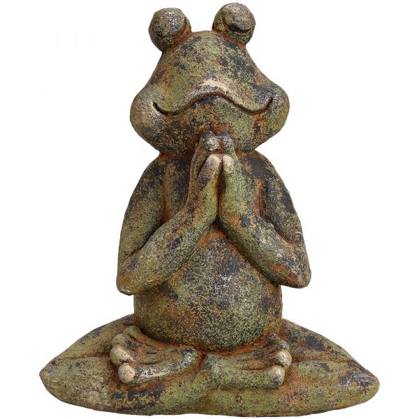 Frosch Dekofigur Yoga Meditieren Yogafrosch Antik Gartendeko grün 1 Stk 35x36 cm