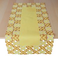 Tischläufer Kurbelstickerei grafisch gelb braun Polyester 1 Stk 40x85 cm