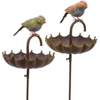 Vogeltränke Vogelbad Regenschirm mit Vogel Figur Gartendeko Metall 1 Stk 137 cm