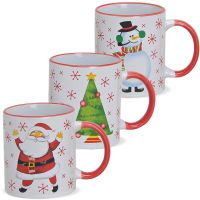 Tasse Weihnachtstasse Keramik Nikolaus / Schneemann / Baum 1 Stk ** B-Ware **