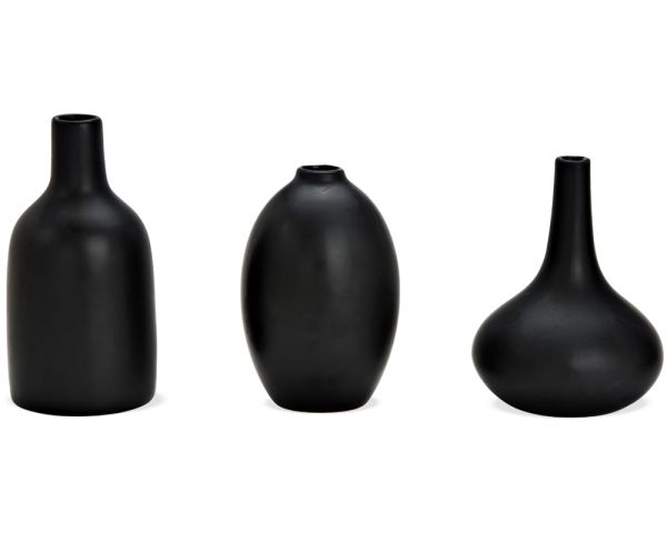 Vasen Blumenvasen Dekovasen Keramik 3er Set 12x9 cm 11x7 cm 14x7 cm schwarz