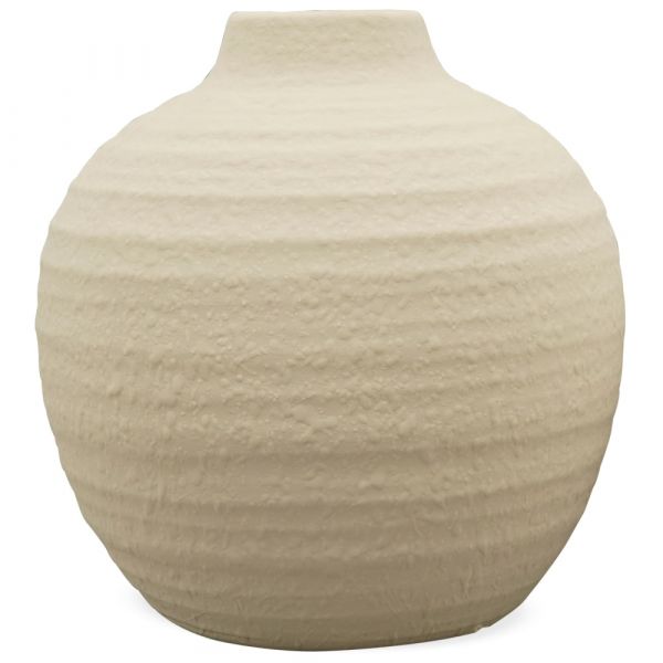 Vase Blumenvase rund mit breiter Öffnung Terrakotta / Ton creme Ø 16,5x17 cm
