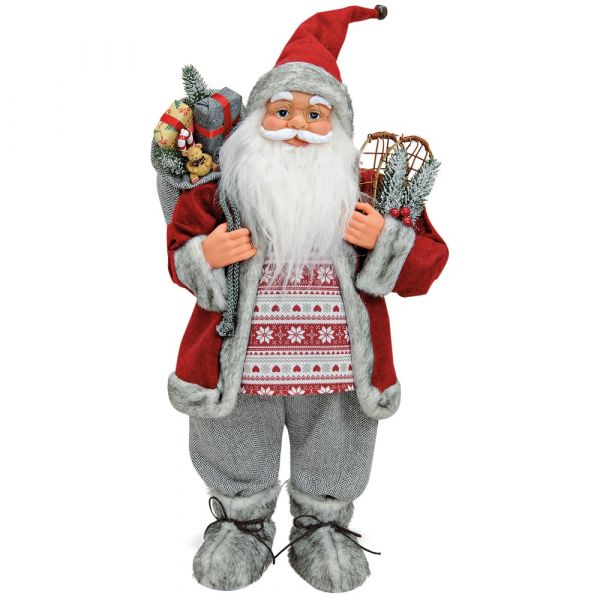 Weihnachtsmann Santa Sack Schneeschuhe grau Standfigur Weihnachten 1 Stk 30x60 cm