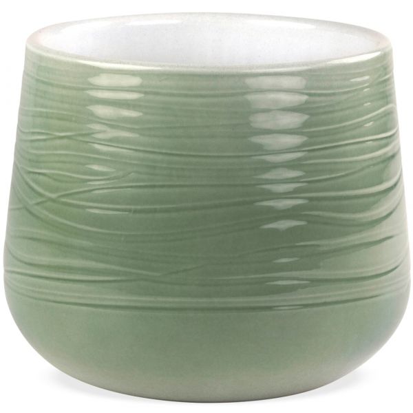 Übertopf Blumentopf Rillenmuster Keramik salbeigrün modern 1 Stk Ø 10,5x11,5 cm