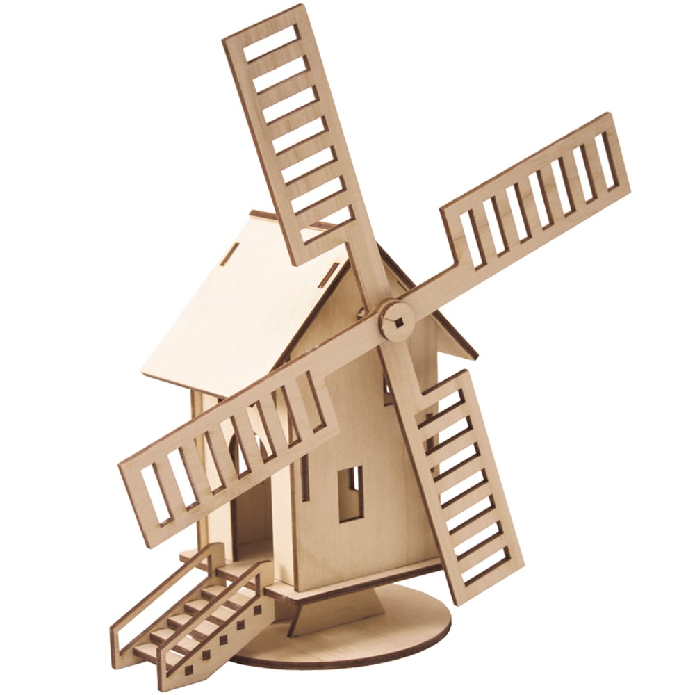 DIY Holzbau Spielzeug für Kinder Montieren Sie Modell Windmühle Kit 3D 