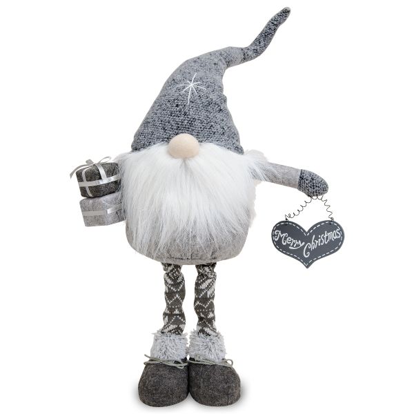 Großer Weihnachtswichtel Strick & Filz Merry Christmas Wichtel Figur 70 cm grau
