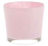 Glastopf Pflanzgefäß Teelichtglas rund Übertopf Glas rosa 1 Stk 14,5x12,5 cm