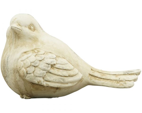 Frühlingsdeko Vogelfigur Kunststein creme weiß Tischdeko Deko 1 Stk 14x8,5x8 cm