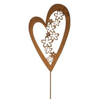 Gartenstecker Herz aus Metall in Rost-Optik Blumenstecker für draußen 55 cm