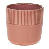 Dekotopf Blumentopf Übertopf mit Rillenmuster Keramik rosa 1 Stk - Ø 13,5x13 cm